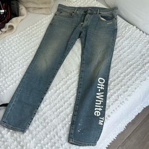 Off white straight leg denim
